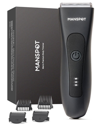MANSPOT Manscape Pubic Hair Trimmer for Men and Women, Electric Ball Trimmer Pubic Trimmer Shaver,Hypoallergenic Ceramic Blade Heads,Waterproof Wet/Dry Groin Shaver,20 Times Usage,No Nick,No Burn