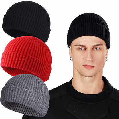 ROYBENS Swag Wool Knit Cuff Short Fisherman Beanie for Men Women, Winter Warm Hats