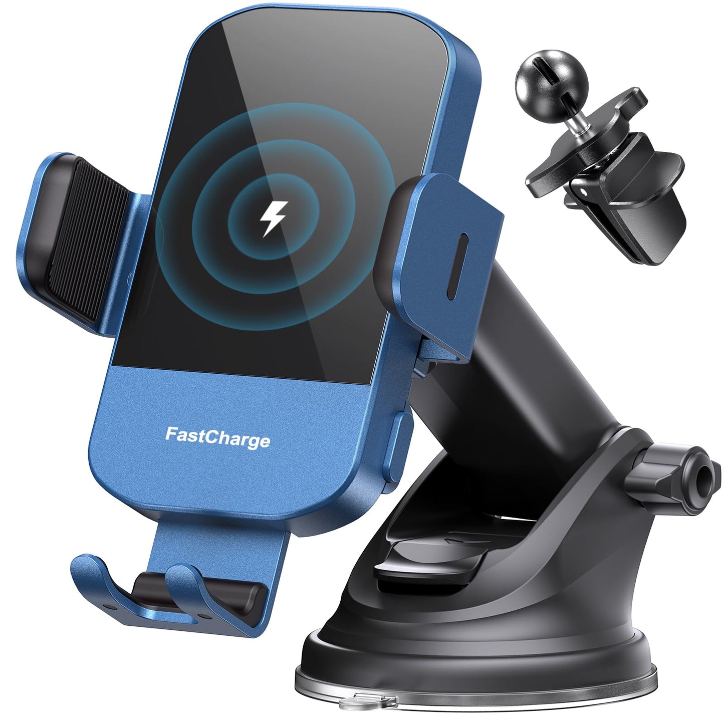 CHGeek Wireless Car Charger, 15W Fast Charging Auto Clamping Car Charger Phone Mount Phone Holder fit for iPhone 16 15 14 13 12 Pro Max 11 XR XS, Samsung Galaxy S24 Ultra S23 S22 S21, S20, S10+, Black