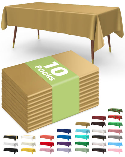 Pureegg Plastic Table Cloth Disposable 10 Pack, 54 x 108 Inch Table Cloths, Party, Picnic, Wedding, Decorative Tablecloths, Rectangle, White Plastic Cover, Leakproof & Sturdy, White