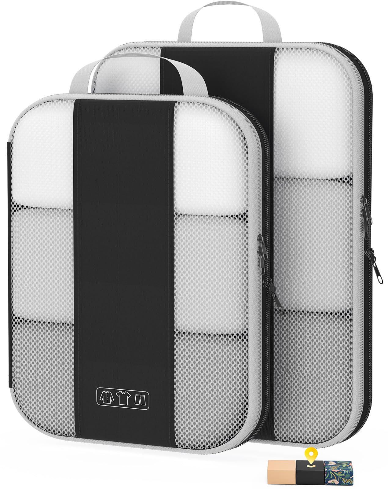 10 Set Compression Packing Cubes for Travel Essentials,Compressible Expandable Packing Cubes for Suitcase,OlarHike Luggage Organizer Bags for Travel,Handy Helper for Organizing Clothes(Black)