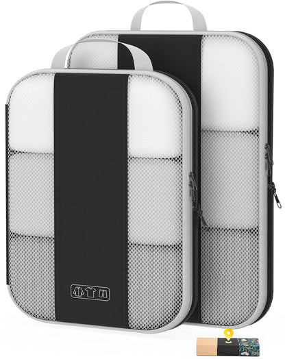 10 Set Compression Packing Cubes for Travel Essentials,Compressible Expandable Packing Cubes for Suitcase,OlarHike Luggage Organizer Bags for Travel,Handy Helper for Organizing Clothes(Black)