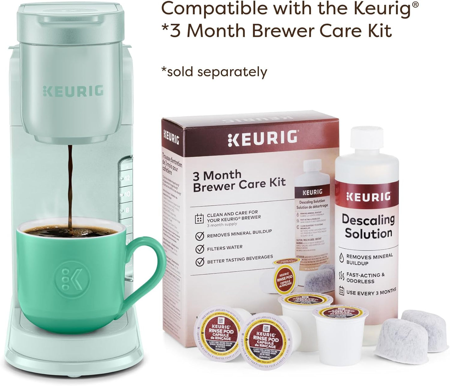 Keurig K-Express Single Serve K-Cup Pod Coffee Maker, 3 Brew Sizes, Strong Button Feature, 42oz Removable Reservoir, Mint