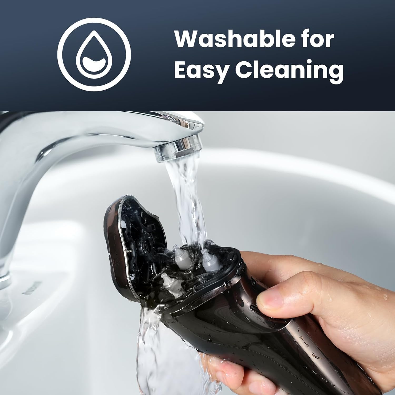 Electric Razor for Men Cordless: Wet/Dry Rotary Shaver Waterproof - USB Fast Charging & Sensitive Skin Care - Pop up Trimmer & Precision Blades Pro Black