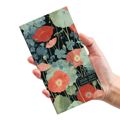 Pocket Calendar 2026-2027 for Purse, Two Year Monthly Planner Pocket Size, Jan 2026 to Dec 2027 Monthly Planner Small Size (6.5" x 3.5") - Wildflowers