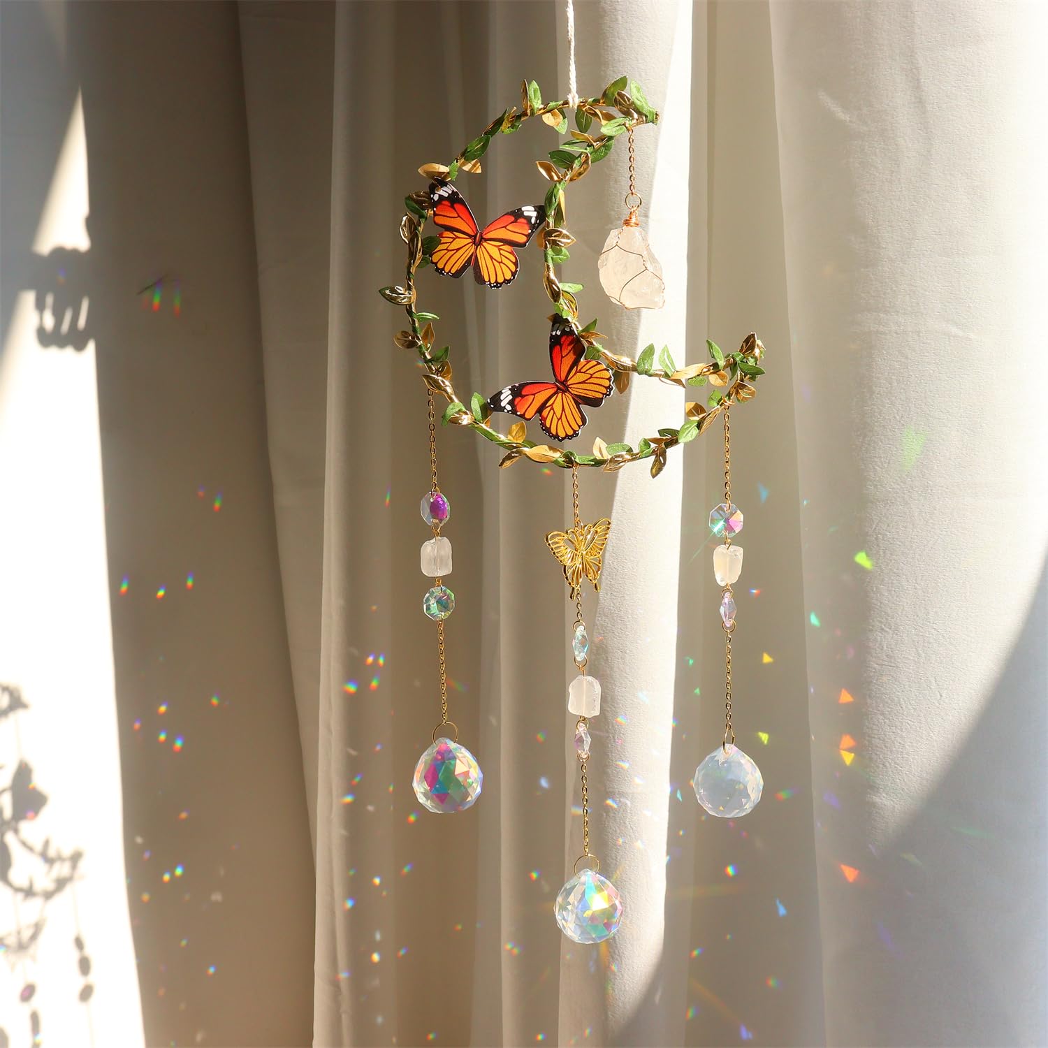 Suncatcher - Amethyst Moon Crystal Sun Catcher Window Hanging, Good Luck Charms Gifts for Women Chrismas Thanksgiving Birthday Crystal