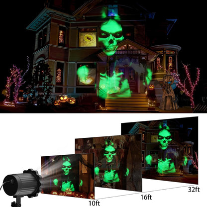 Halloween Projector Lights Outdoor,2025 Upgraded 3D Dynamic Skull Ghost Decorations Light,Clearer Skull HD Patterns,Night Light for Home Window Wall Halloween Decor