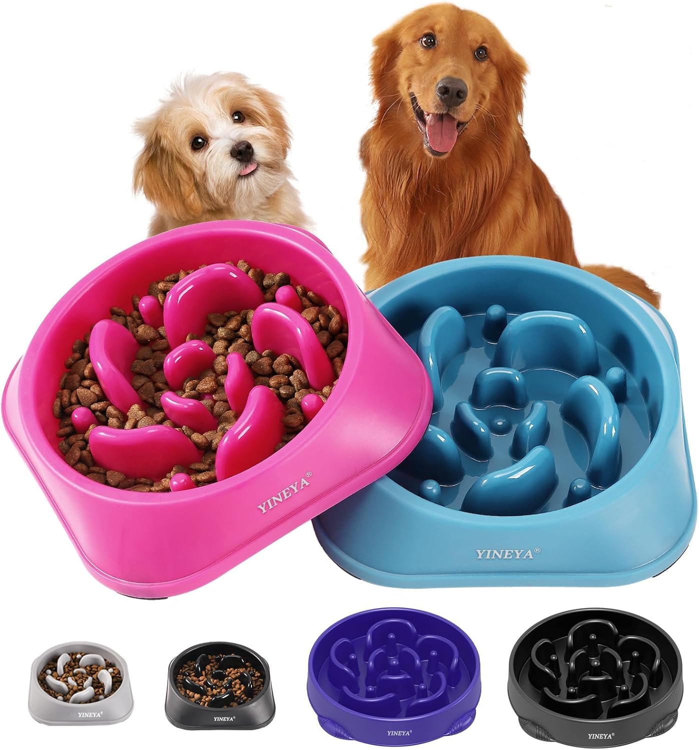 2PCS Slow Feeder Dog Bowls, Pet Supplies That Slow Down Eating, Pet Food Bowls, Maze Dog Puzzle Feeder for Medium Breed