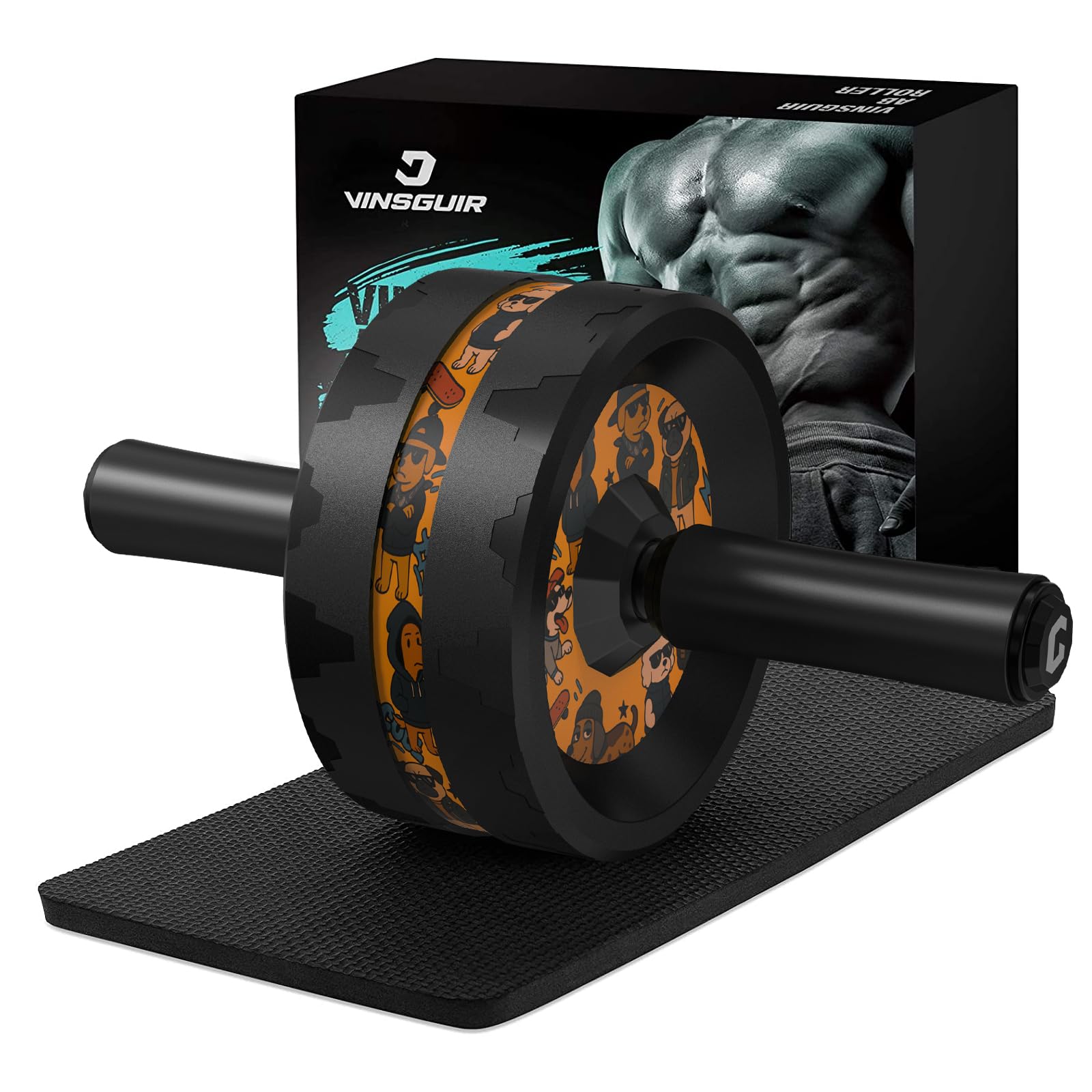 VINSGUIR Ab Roller Wheel, Abs & Core Workout Equipment for Home Gym with Knee Pad Accessories, Abdominal Wheel for Full-body Strength Training