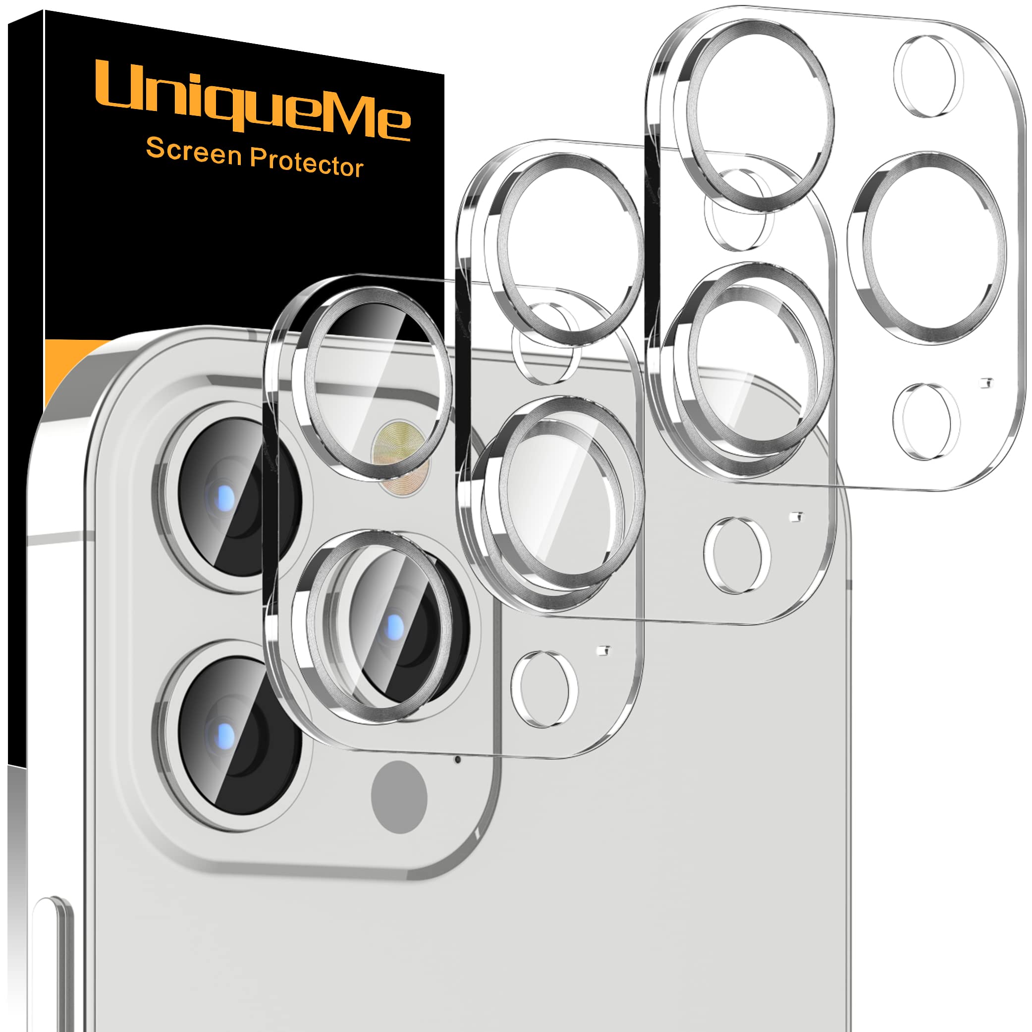 UniqueMe Compatible for 3 Pack iPhone 17 Pro Camera Lens Protector - [Drop Protection] 9H Tempered Glass Camera Cover Screen [Update New Version]【Not for 17 Pro Max】