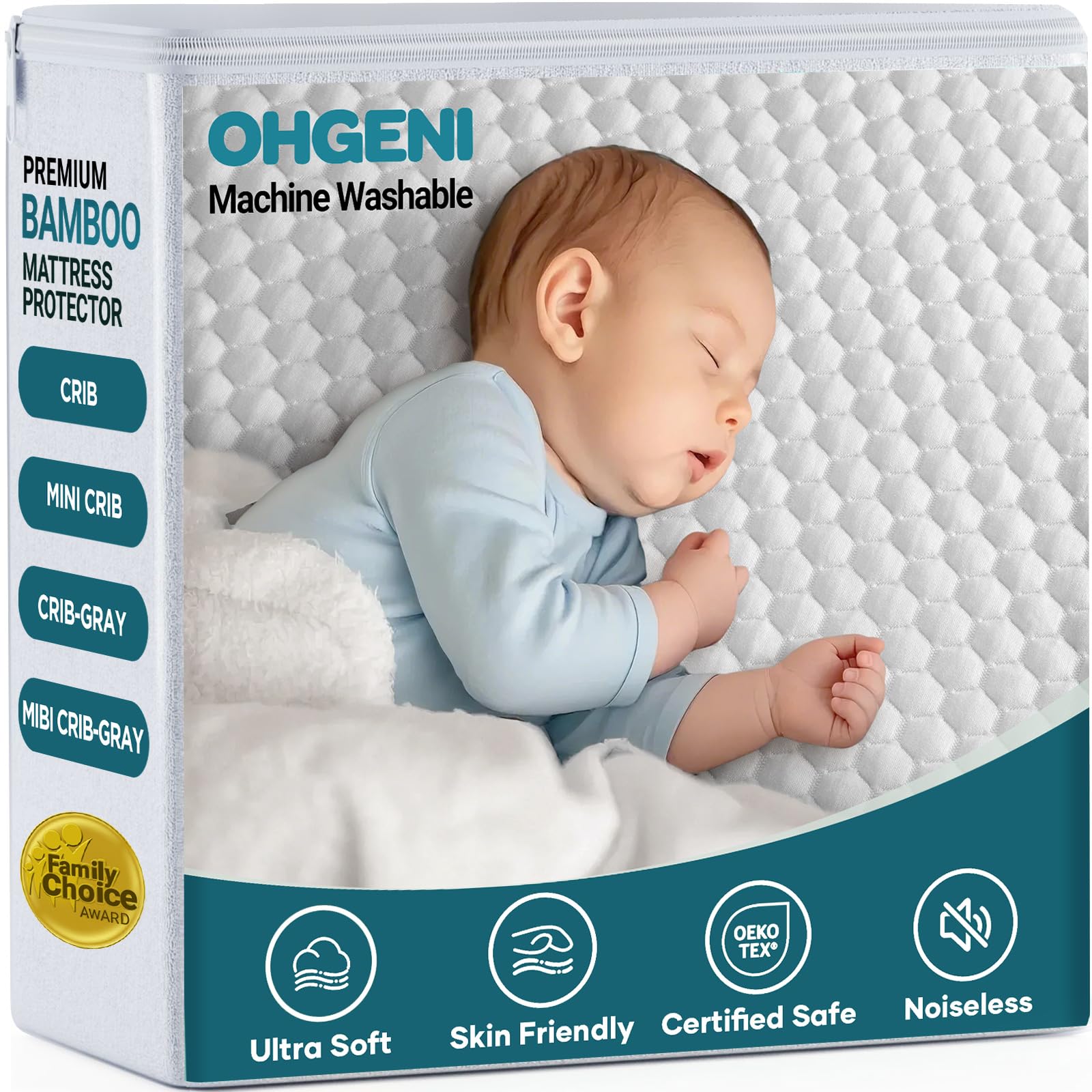 OhGeni 100% Waterproof Mattress Protector, Queen Size Mattress Pad, Fits 6"-20" Mattresses with Deep Pocket, Cooling, Breathable Fitted Sheets, Soft Bed Cover, Noiseless, Machine Washable