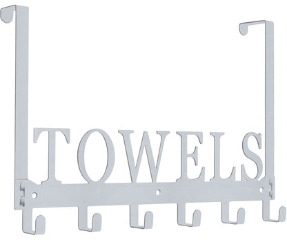 Over The Door Hooks - Towel Holder for Bathroom, Bedroom, Kitchen & Pool - Sandblasted Black Metal Wall Mount