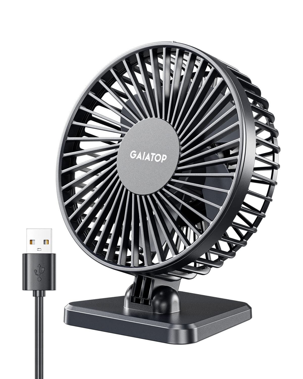 Gaiatop USB Desk Fan, Small But Powerful, Personal Portable Quiet 3 Speeds, Adjustable Mini Table Desktop fan for Cooling Home Office Car Summer Travel Gifts Blue