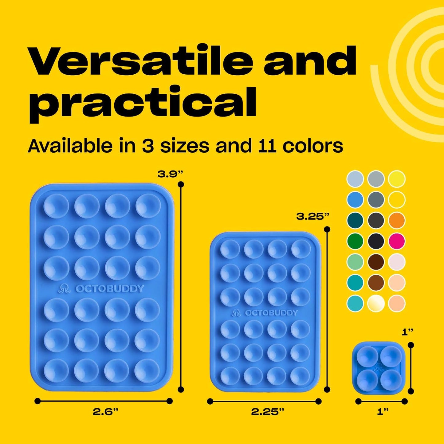 OCTOBUDDY Classic MAX - Silicone Suction Phone Case Adhesive Mount - Hands-Free, Strong Grip Holder for Selfies and Videos - iPhone and Android Compatible - 2.6″ x 3.9″, Baby Blue Jay