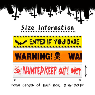 ONFAON Halloween Decorations, 3inx90ft Caution Tape Halloween Party Decorations Indoor Outdoor for Haunted Houses, Party, Door, Danger Areas Decor(3 Pcs)