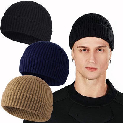 ROYBENS Swag Wool Knit Cuff Short Fisherman Beanie for Men Women, Winter Warm Hats