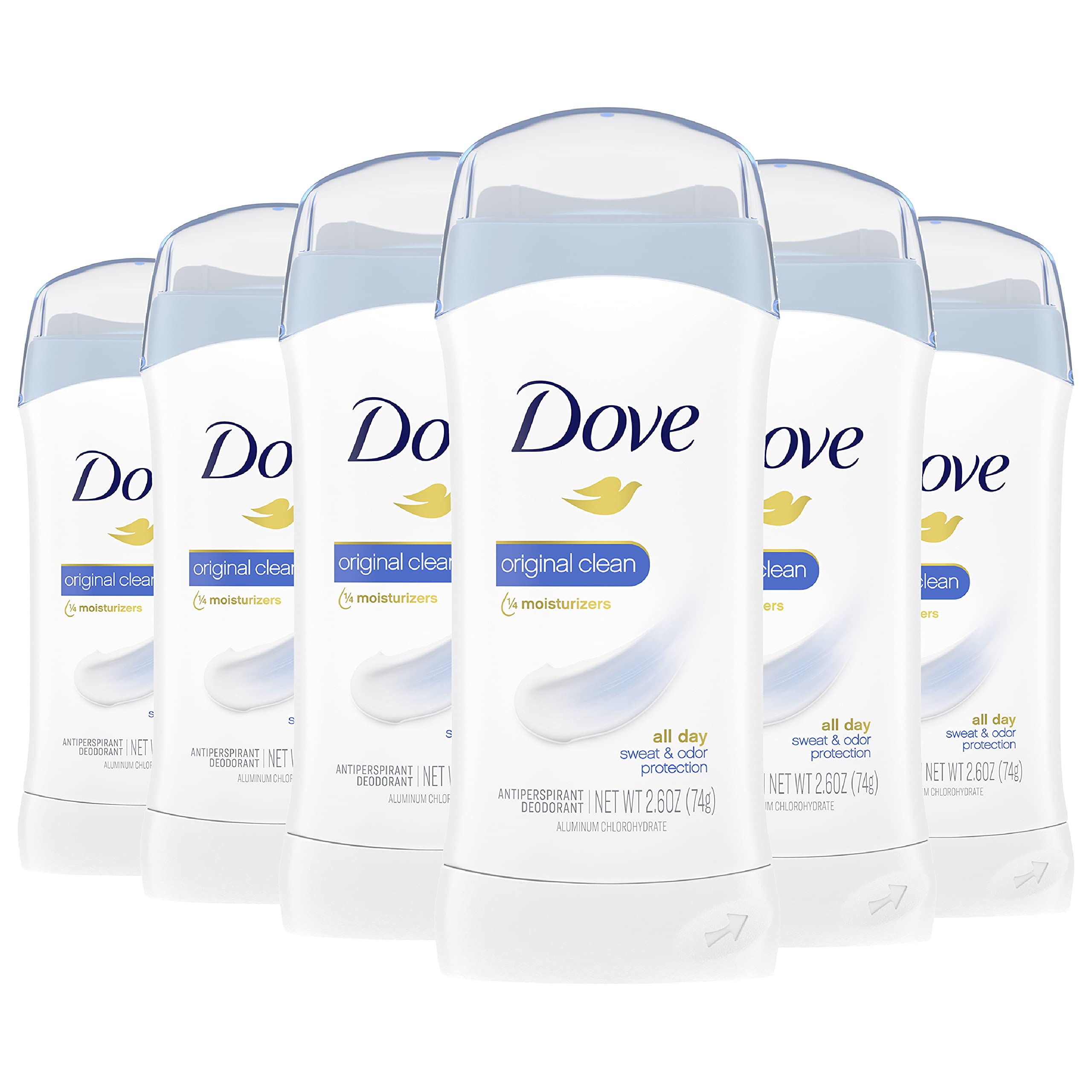 Dove Invisible Solid Antiperspirant Deodorant Stick for Women, Original Clean, For All Day Underarm Sweat and Odor Protection 2.6 oz 2 Count