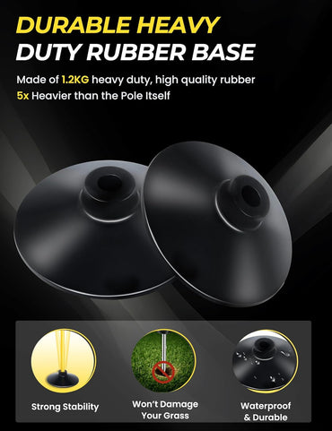 SEAOTTER Soccer Agility Poles Set, 4/6/10 Pcs 6ft Detachable Sports Trainning Speed Poles Slalom Poles with Rubber Base, Agility Training Equipment for Football, Rugby, Basketball, Indoor & Outdoor