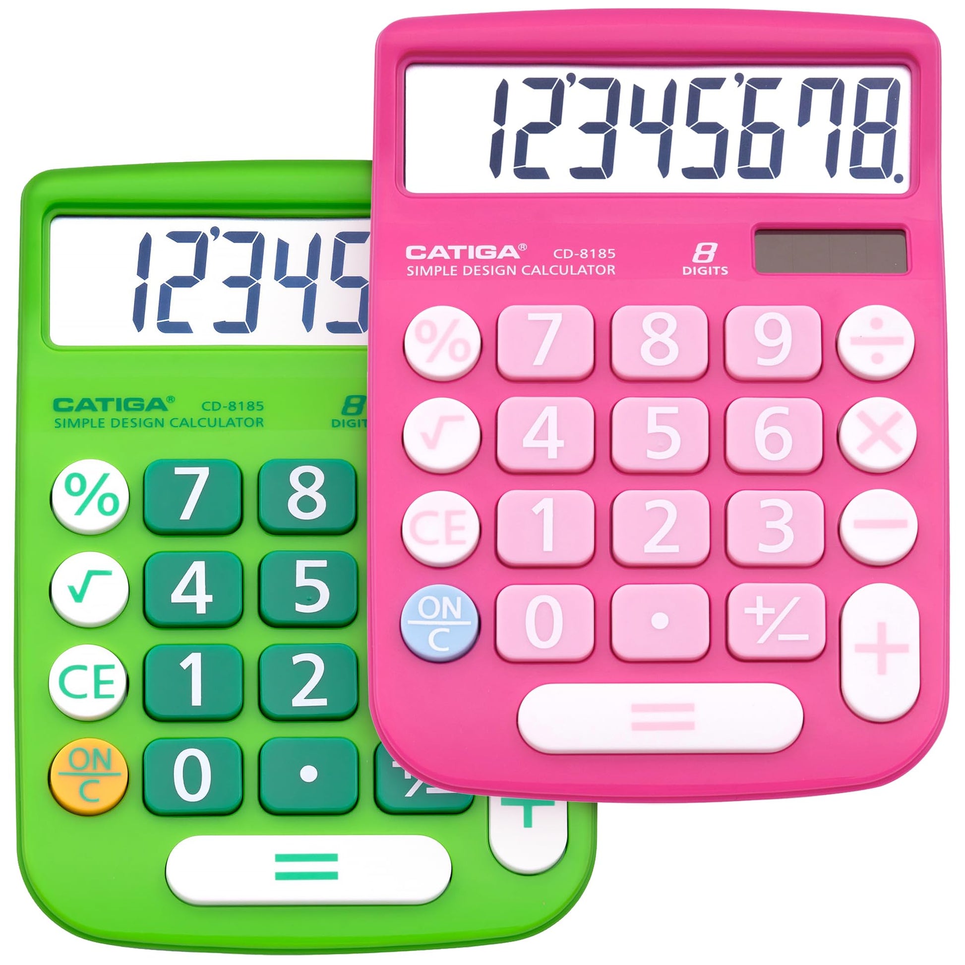 CATIGA Desktop Calculator 8 Digit with Solar Power and LCD Display, Big Buttons, for Home, Office, School, Class and Business, 4 Function Small Basic Calculators for Desk, CD-8185