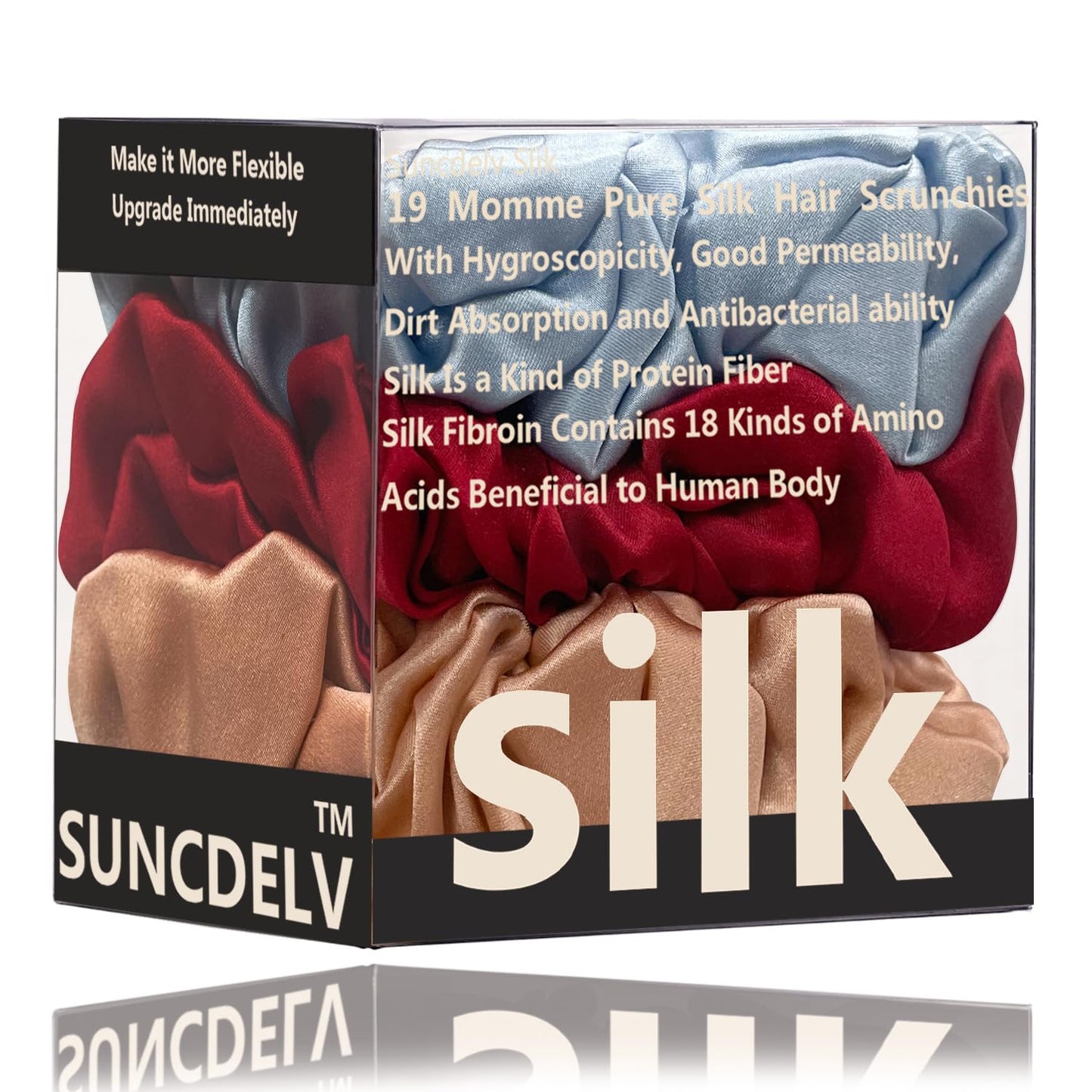 Silk Hair Towel, Friction-Resistant, Amino Acid-Rich, Durable, Breathable (6PCS(Bean Paste, Rose Gold, Rice White))