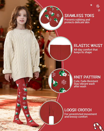 Century Star Girls Christmas Tights - Ultra Soft & Warm Leggings, Toddler Stockings, Party Outfit