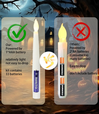 Halloween Decorations - 32pcs Floating Candles with Wand Magic Hanging Candles, Flameless Warm Light Flickering Battery Operated Candles, Floating LED Candle for Halloween Christmas Theme Party