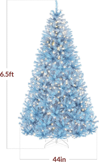 Best Choice Products 6ft Pre-Lit Baby Blue Christmas Tree, Full Artificial Holiday Decoration w/ 947 Branch Tips, 250 Lights, Foldable Base