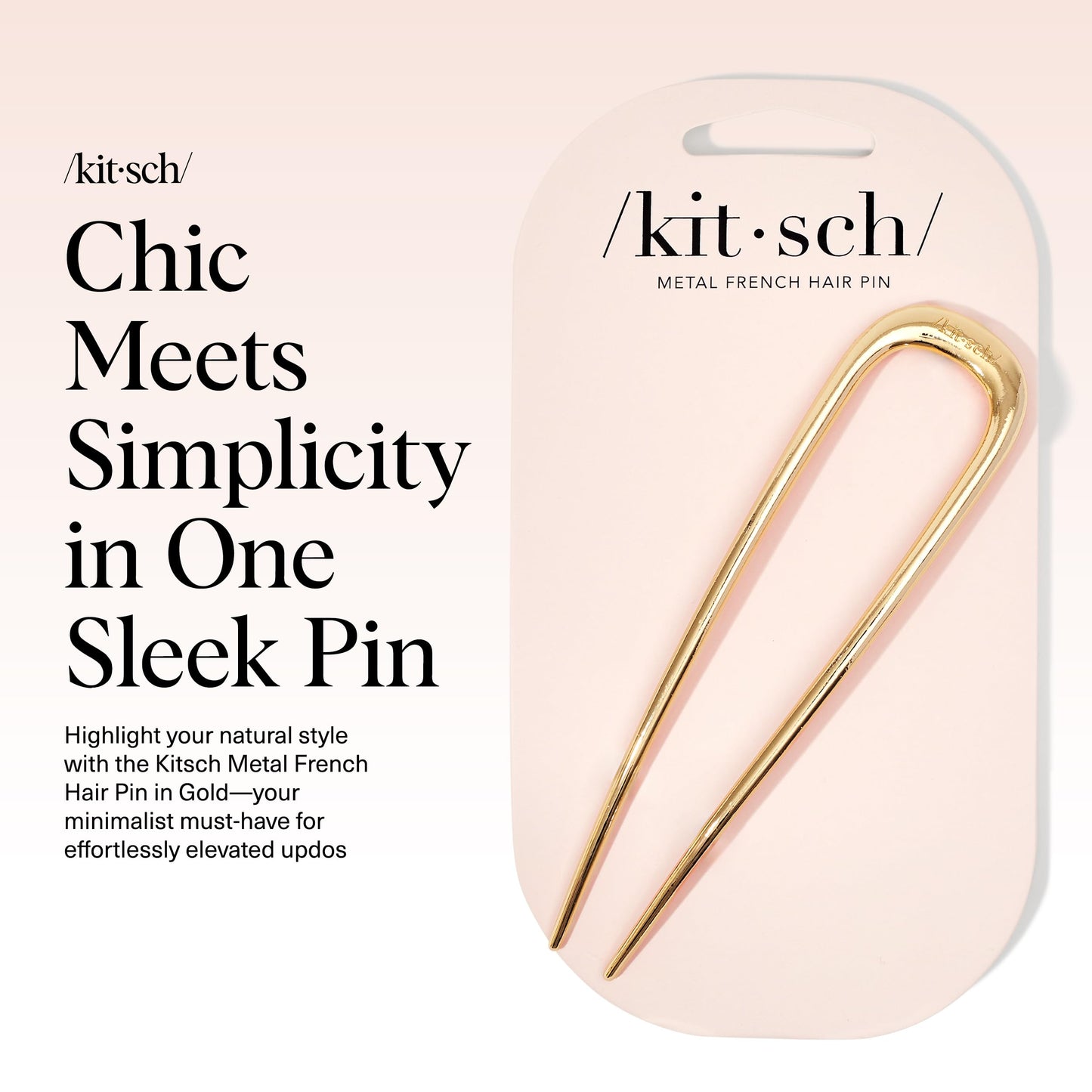 Kitsch Metal French Hair Pin for Women - Elegant Hair Accessories, Ideal for Buns & French Twist, Designed for a Secure, Comfortable Fit | Ideal Gifts for Women - Hematite