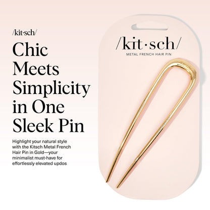 Kitsch Metal French Hair Pin for Women - Elegant Hair Accessories, Ideal for Buns & French Twist, Designed for a Secure, Comfortable Fit | Ideal Gifts for Women - Hematite