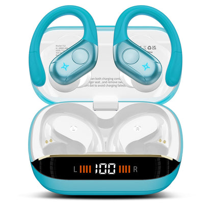 Wireless Earbuds Bluetooth 5.4 Headphones 75H Stereo Deep Bass Sports Over Ear Buds with Earhooks, LED Display Bluetooth Earbuds with 4 ENC Mic, IP7 Waterproof Earphone for Running, Black