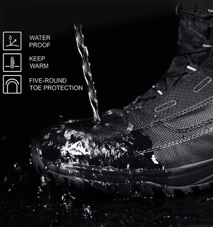 ROCKMARK Men's Winter Snow Boots Outdoor Warm Mid Calf Waterproof Durable Boot Non-Slip Warm Climbing Shoes