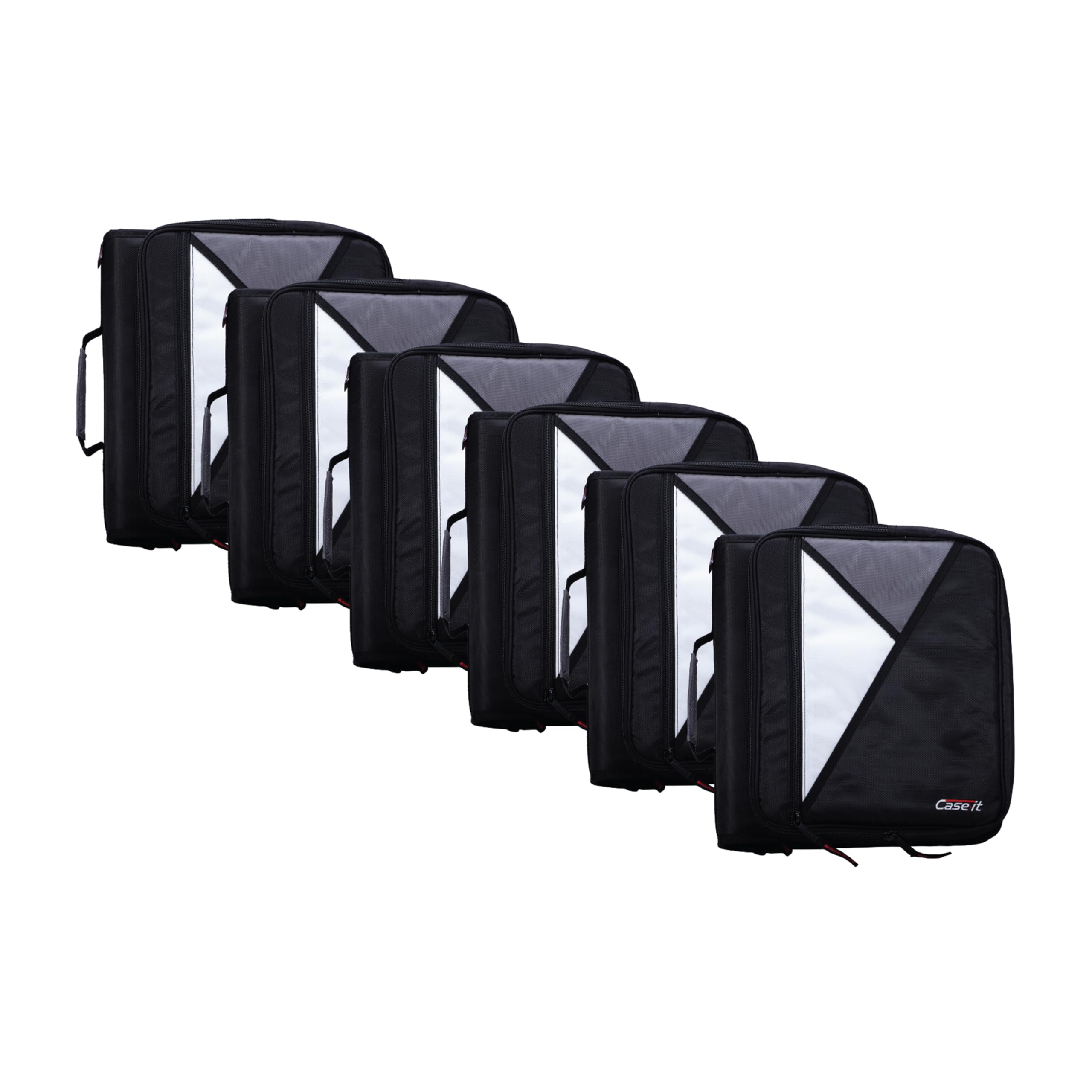 Case-It 2 Inch 3 D-Ring Zipper Binder with Padded Laptop Case Workstation, Shoulder Strap, LT-117, Black