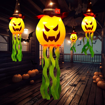 Halloween Decorations Glowing Ghost Witch Hat Halloween String Lights - Indoor/Outdoor Hanging Decor for Home, Garden & Tree (4Pcs)