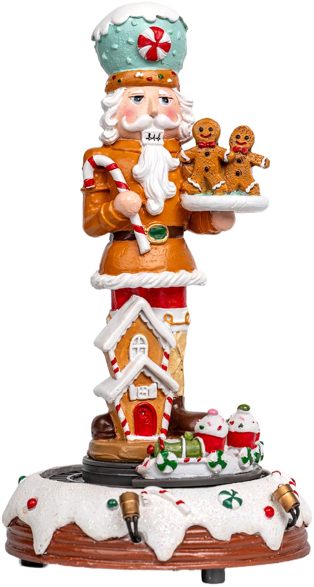 Animated Musical Christmas Village Figurines Christmas Collectibles Statues Church Building and Snowman with Rotating Train LED Lights, Battery & USB Home Decor Gifts Festive Holiday Decorations