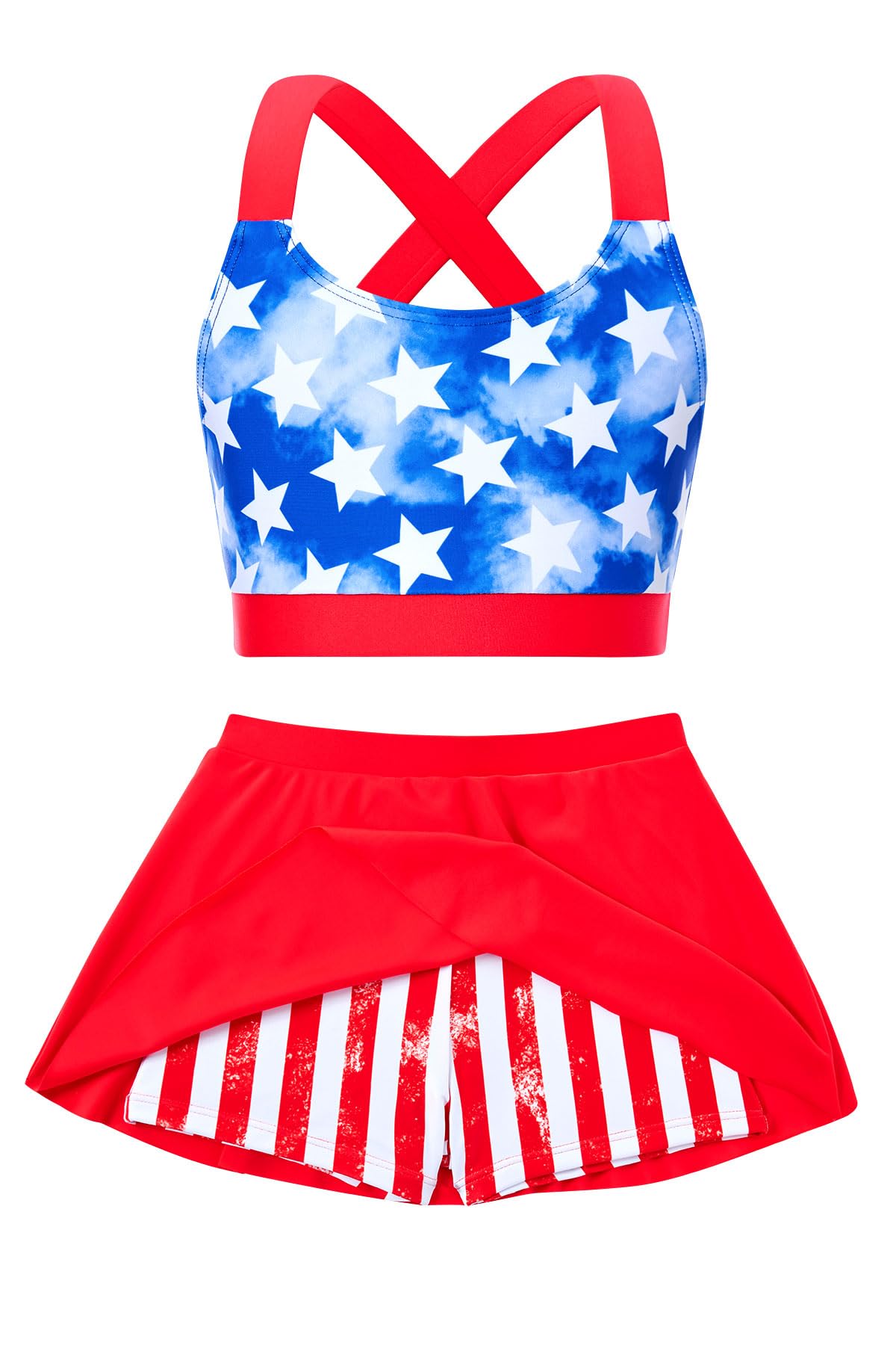 Cutemile Little Girls Two Piece Tankini Swimsuit Summer Boyshort Bathing Suit Beach Rash Guard Swimwear 6-13 Years