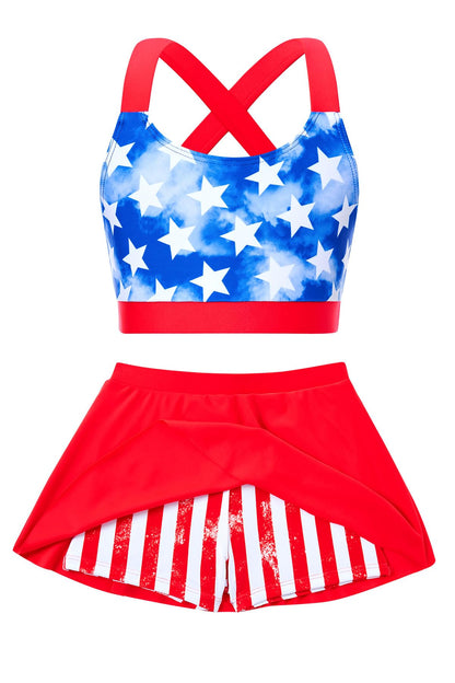 Cutemile Little Girls Two Piece Tankini Swimsuit Summer Boyshort Bathing Suit Beach Rash Guard Swimwear 6-13 Years