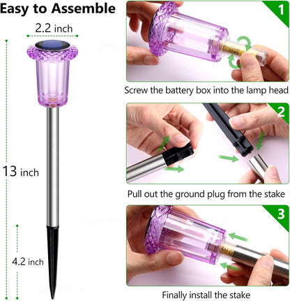 DenicMic Halloween Solar Lights Outdoor 10 Pack Purple LED Waterproof Yard Garden Patio Backyard Pathway Walkway Landscape Path Lawn Outside Halloween Decorations Outdoor