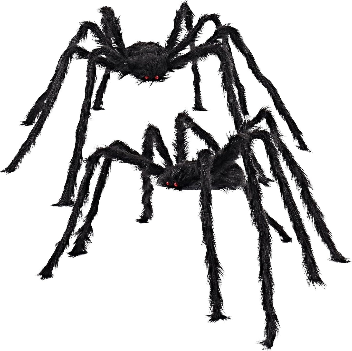 JOYIN 2 Pack 5 Ft Halloween Outdoor Decorations Hairy Black Spider, Scary Giant Spider, Fake Large Haunted House Props, Halloween Yard Lawn Decorations Party Indoor Decor