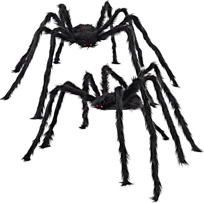 JOYIN 2 Pack 5 Ft Halloween Outdoor Decorations Hairy Black Spider, Scary Giant Spider, Fake Large Haunted House Props, Halloween Yard Lawn Decorations Party Indoor Decor