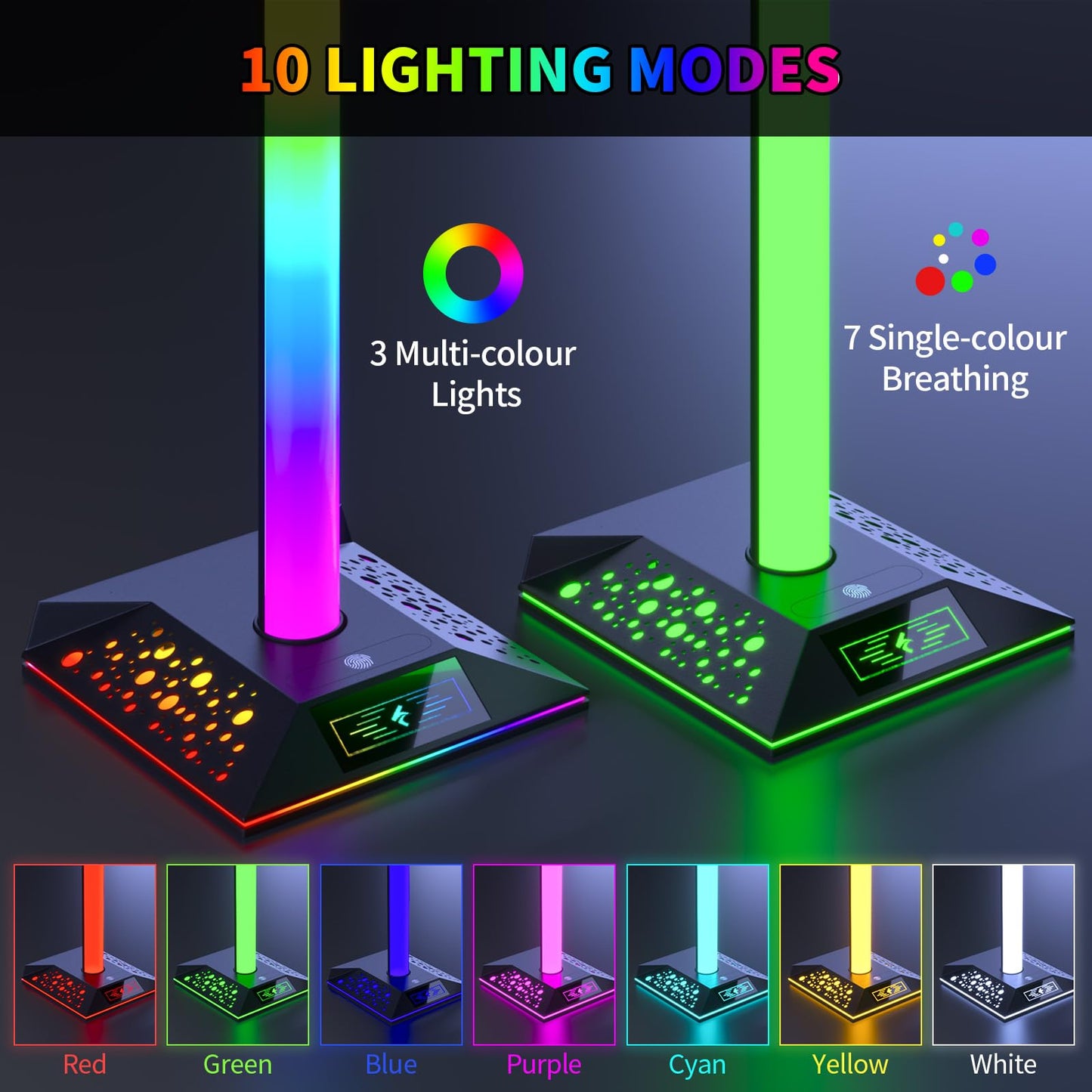 Gaming Headphone Stand PC Accessories - RGB Headset Stand with 2 USB Charger, Cool LED Headphone Holder PC Gaming Accessories Gift for Boys Men Gamers, Computer Game Hardware for Desk