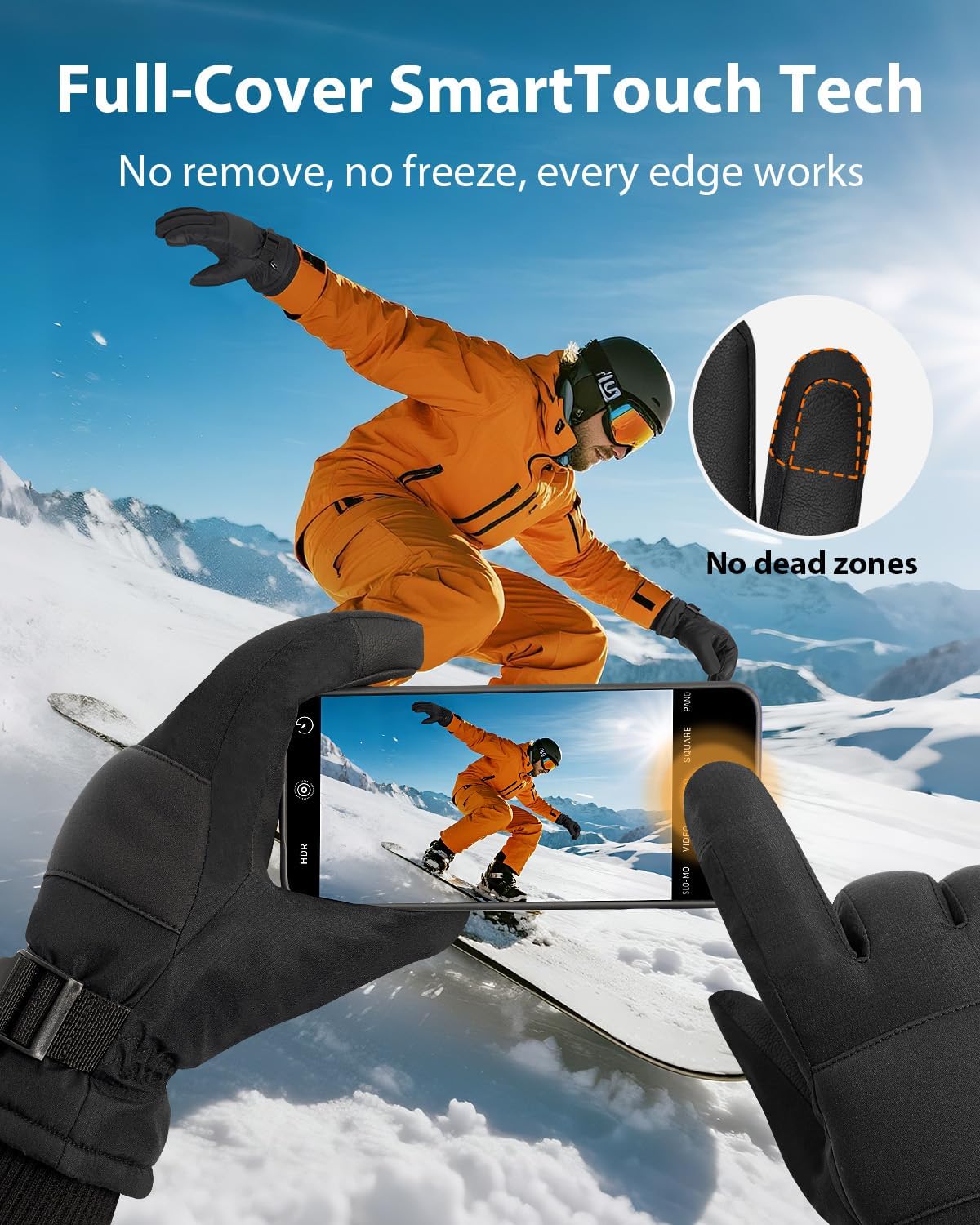 Pixel Panda Mens Winter Gloves Waterproof, Gloves for Cold Weather Extreme Women with 3M Thinsulate and Thick Plush Fleece