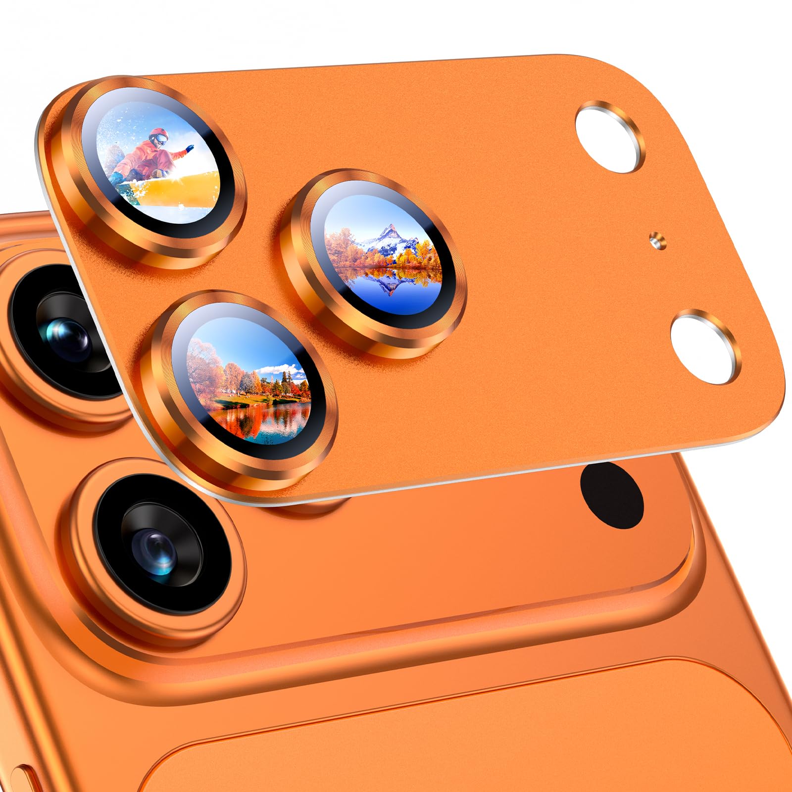 Uyiton Compatible with iPhone 17 Pro Max Camera Lens Protector - [Not Easy to Break][Strong Adsorption][Case-Friendly] Metal Tempered Glass Rear Camera Screen Cover - Deep Blue