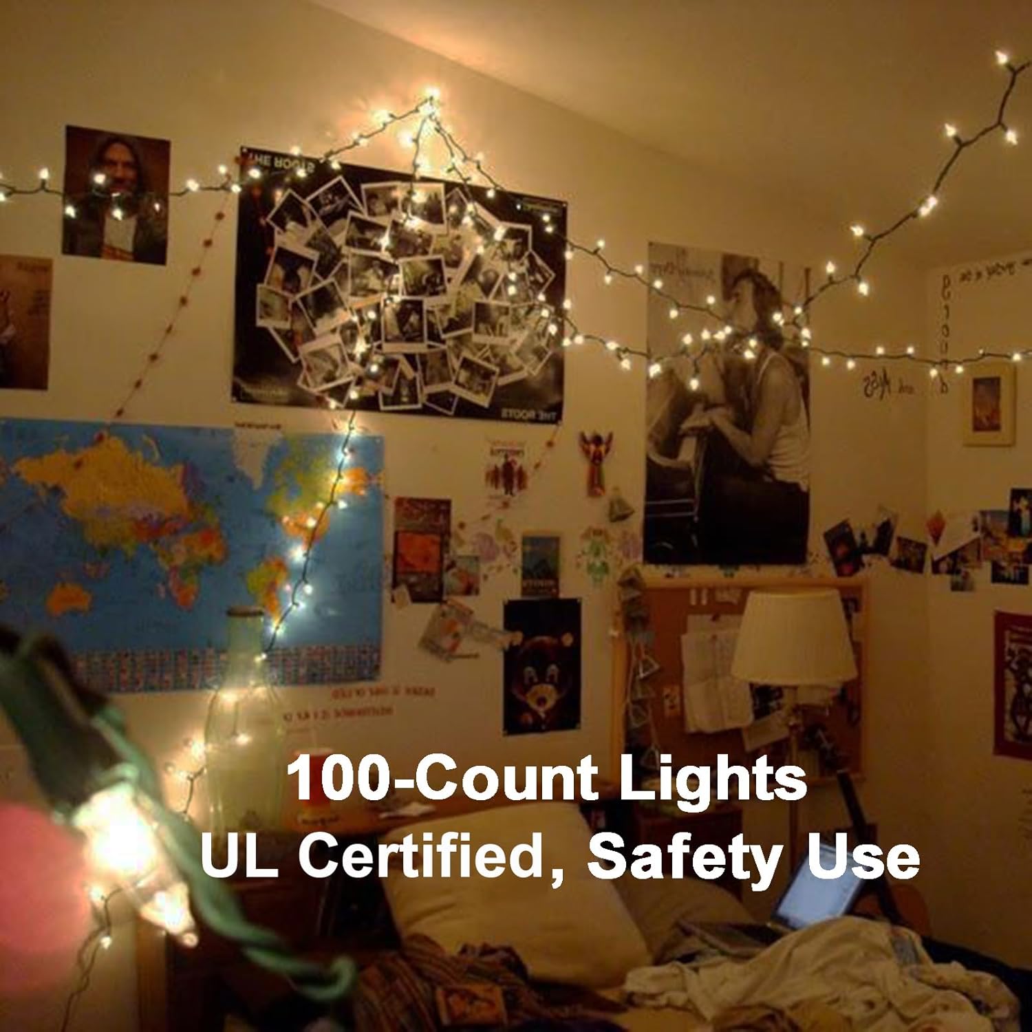 BrizLabs Steady On & Twinkle Christmas Lights - 100-ct Clear Outdoor Connectable Incandescent Mini Lights, Warm White String Lights for Xmas Tree, Indoor Holiday Party