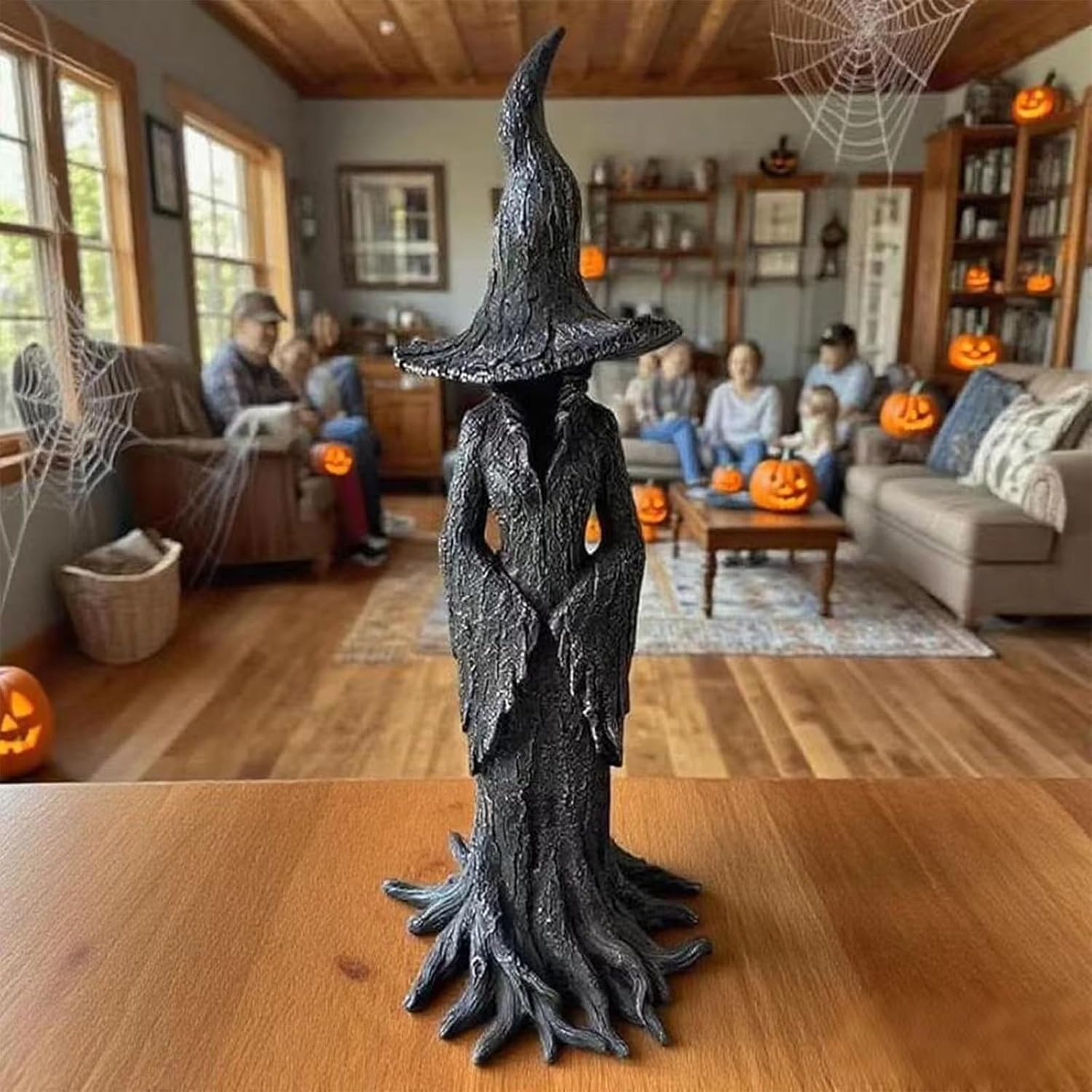 Cracker Barrel Witch Statue, Halloween Witch Statue Decor Indoor Gothic Resin Figurine, Dark Fantasy Ornament, Halloween Witch Figurines Table Home Festival Decoration (11.8in)