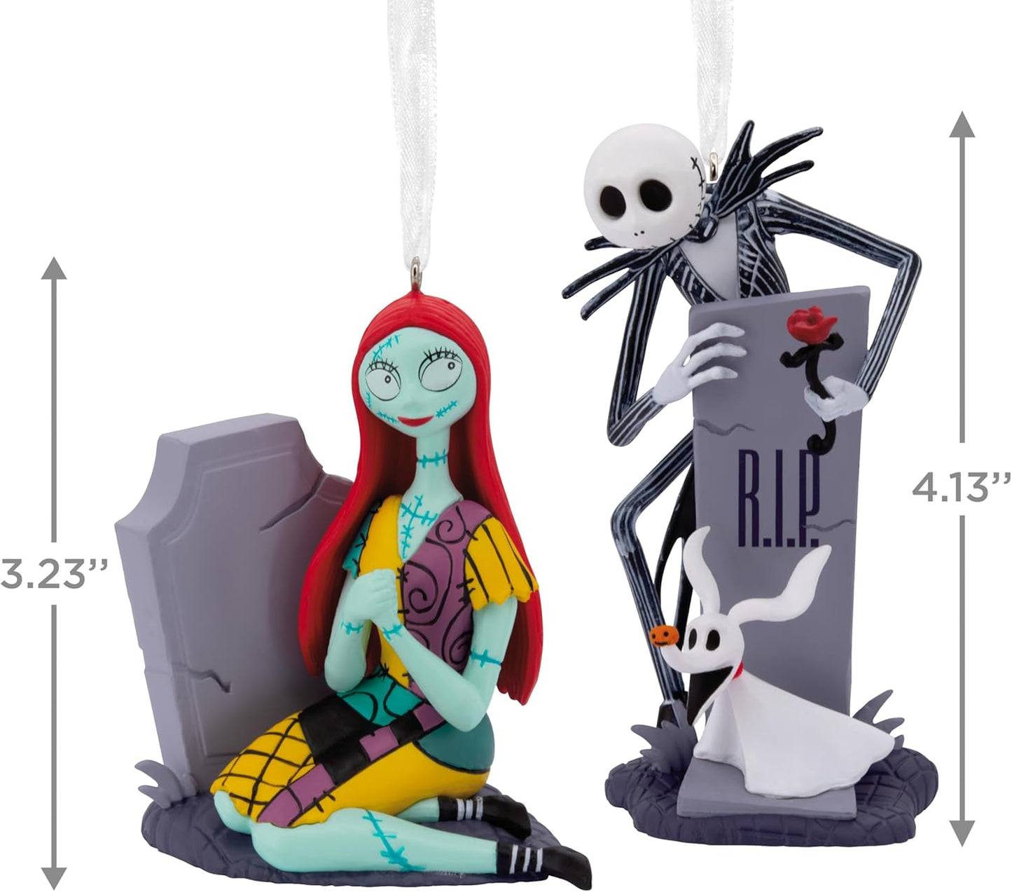 Hallmark Disney Tim Burton's The Nightmare Before Christmas Jack and Sally with Tombstones Christmas Ornaments, Set of 2