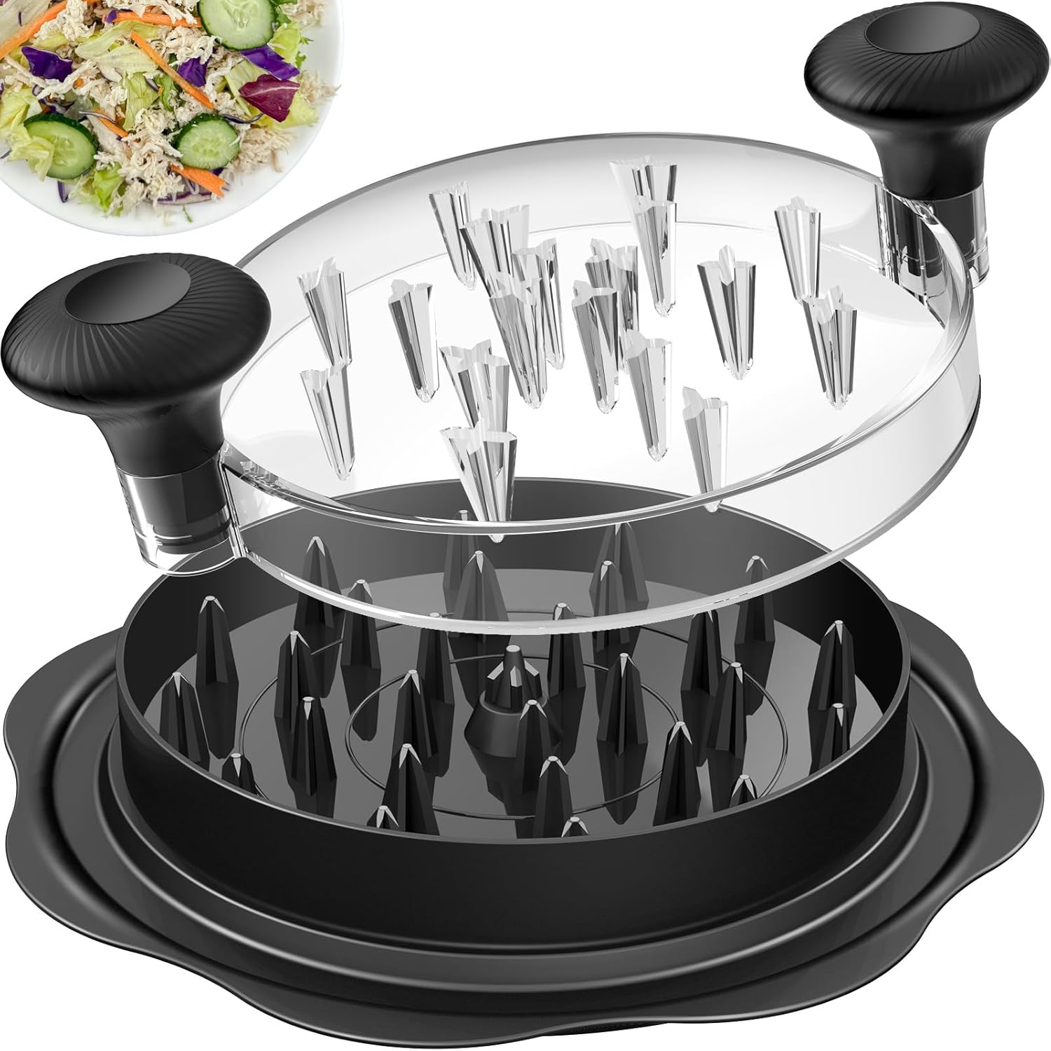 10" Pro Chicken Shredder Tool Twist Large for Kitchen, BPA-Free Food-Safe Meat Grinder, Visible Chicken Breast Meat Shredder with Strong Anti-Slip Bottom & Ergonomic Handle, Black