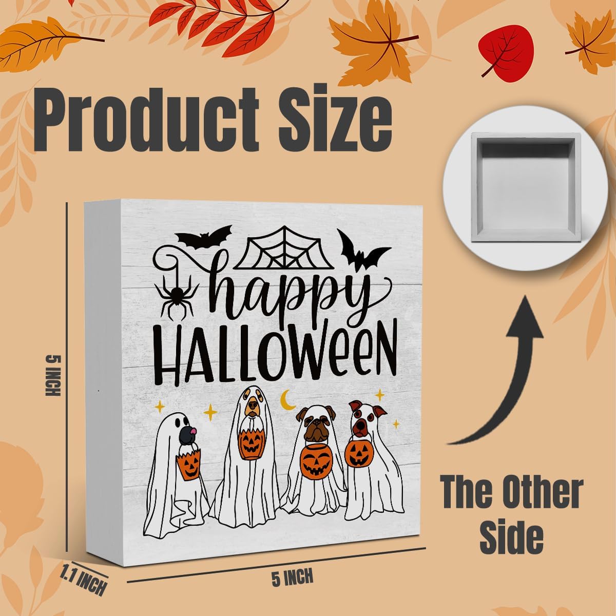 Cute Halloween Decor, Happy Halloween Dog Decorations, Spooky Ghost Decor for Home Office, Spider Webs Scary Decorations 5 x 5 inches A11