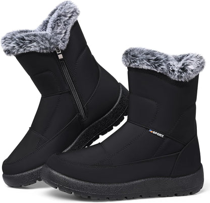 SHIBEVER Women's Snow Boots Winter: Waterproof Fur Lined Anti-Slip Ankle Booties Outdoor Comfortable Warm Women Snow Boot