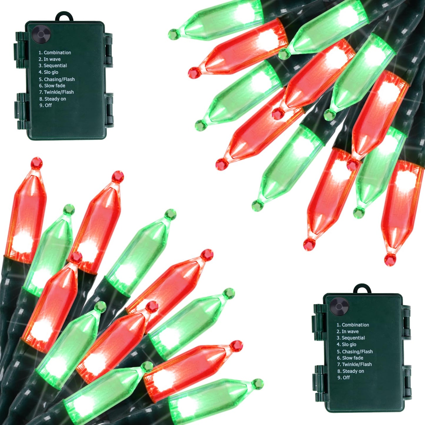 Brightown Battery Operated Christmas Lights 4 Pack 18 Feet 50 LED Clear Mini String Lights with 8 Modes Waterproof Tree Lights for Xmas Outdoor Indoor Holiday Party Garden Decor, Warm White