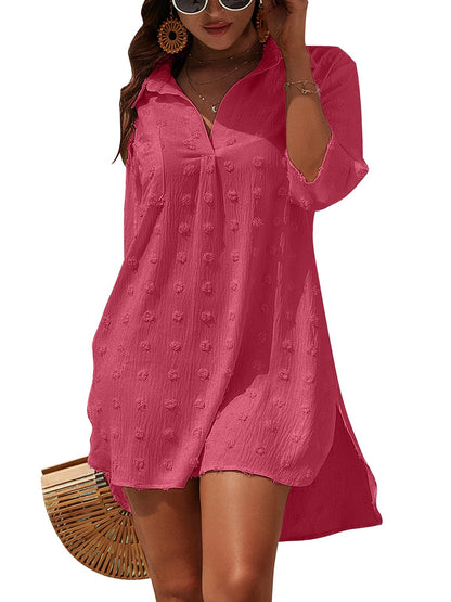 Blooming Jelly Womens Swimsuit Coverups White Chiffon Bikini Swimwear Beach Cover Up Dress Shirt